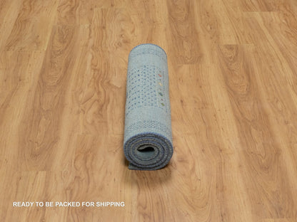 Blue 2'3" x 4'5" Modern and Contemporary Hand knotted Wool Rug - Sku: O091319
