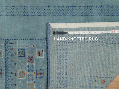Blue 2'3" x 4'5" Modern and Contemporary Hand knotted Wool Rug - Sku: O091319
