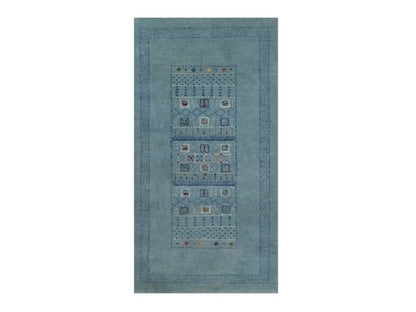 Blue 2'3" x 4'5" Modern and Contemporary Hand knotted Wool Rug - Sku: O091320