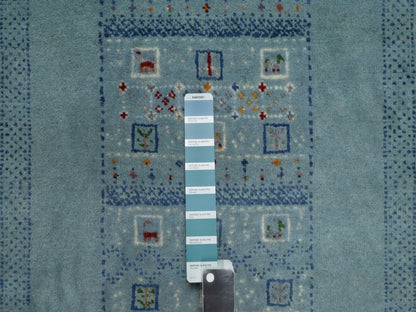 Blue 2'3" x 4'5" Modern and Contemporary Hand knotted Wool Rug - Sku: O091320