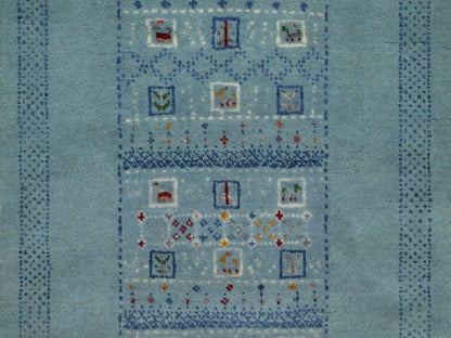Blue 2'3" x 4'5" Modern and Contemporary Hand knotted Wool Rug - Sku: O091320
