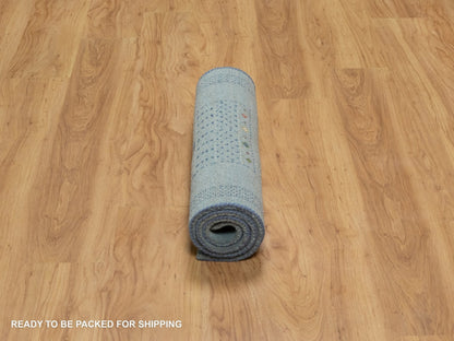 Blue 2'3" x 4'5" Modern and Contemporary Hand knotted Wool Rug - Sku: O091320