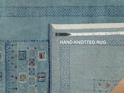 Blue 2'3" x 4'5" Modern and Contemporary Hand knotted Wool Rug - Sku: O091320