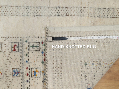Ivory 2'0" x 3'1" Modern and Contemporary Hand knotted Wool Rug - Sku: O091321