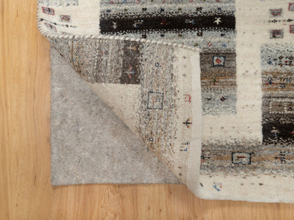 Gabbeh Modern / Contemporary hand-knotted wool rug in Ivory, 1'11" x 2'11" — SKU O091325 (view 3)