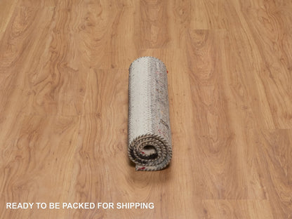 Gabbeh Modern / Contemporary hand-knotted wool rug in Ivory, 1'11" x 3'1" — SKU O091327 (view 6)
