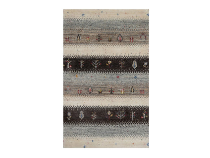 Ivory 2'0" x 3'1" Modern and Contemporary Hand knotted Wool Rug - Sku: O091328