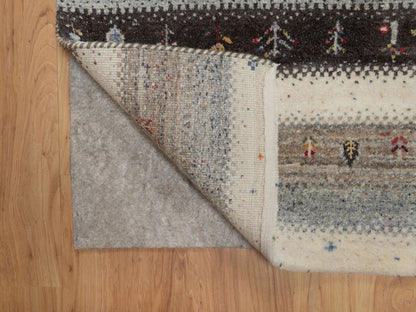 Ivory 2'0" x 3'1" Modern and Contemporary Hand knotted Wool Rug - Sku: O091328