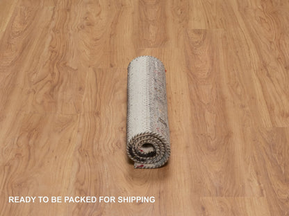 Gabbeh Modern / Contemporary hand-knotted wool rug in Ivory, 2' x 3'1" — SKU O091328 (view 6)