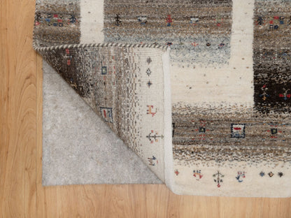 Gabbeh Modern / Contemporary hand-knotted wool rug in Ivory, 2'3" x 4'6" — SKU O091330 (view 3)