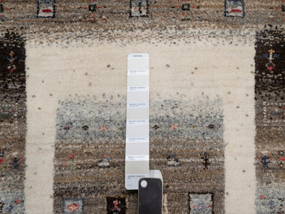 Gabbeh Modern / Contemporary hand-knotted wool rug in Ivory, 2'3" x 4'6" — SKU O091330 (view 4)