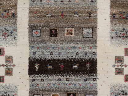 Gabbeh Modern / Contemporary hand-knotted wool rug in Ivory, 2'3" x 4'6" — SKU O091330 (view 5)
