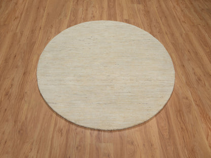 Gabbeh Modern / Contemporary hand-knotted wool rug in Ivory, 4'11" x 4'11" — SKU O091336 (view 2)