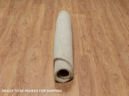 Gabbeh Modern / Contemporary hand-knotted wool rug in Ivory, 4'11" x 4'11" — SKU O091336 (view 6)