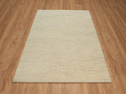 Gabbeh Modern / Contemporary hand-knotted wool rug in Ivory, 5' x 6'5" — SKU O091337 (view 2)