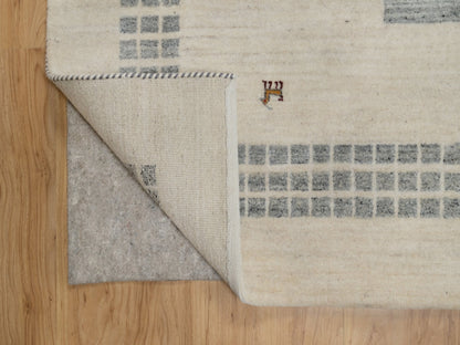 Ivory 8'3" x 10'2" Modern and Contemporary Hand knotted Wool Rug - Sku: O091338