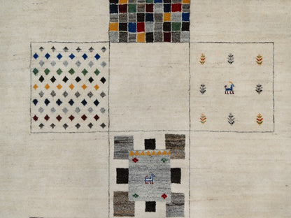 Ivory 8'3" x 10'2" Modern and Contemporary Hand knotted Wool Rug - Sku: O091338