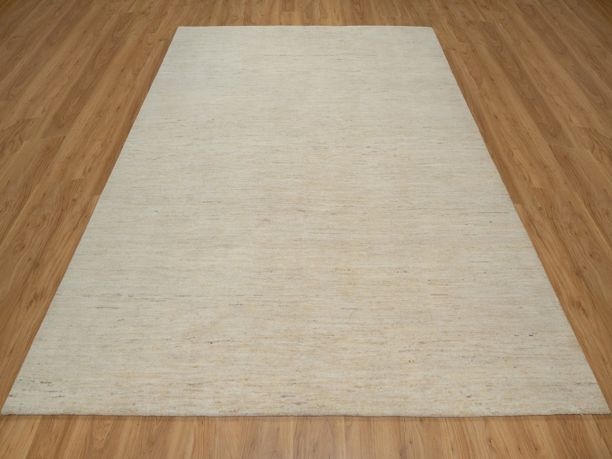 Gabbeh Modern / Contemporary hand-knotted wool rug in Ivory, 7'9" x 9'8" — SKU O091341 (view 2)