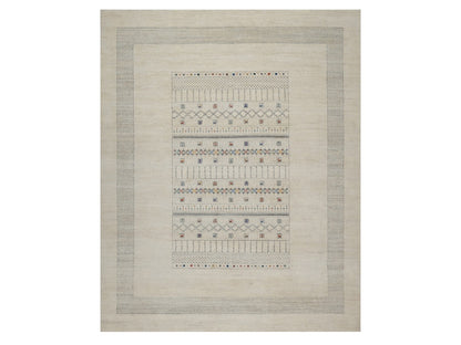 Ivory 8'1" x 10'0" Modern and Contemporary Hand knotted Wool Rug - Sku: O091342