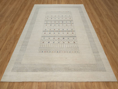 Ivory 8'1" x 10'0" Modern and Contemporary Hand knotted Wool Rug - Sku: O091342