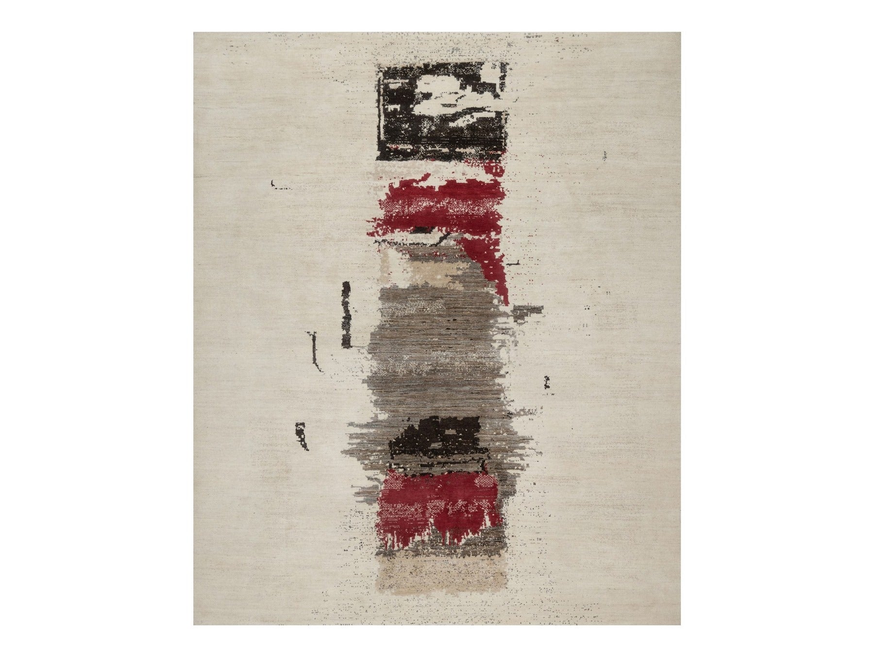 Gabbeh Modern / Contemporary hand-knotted wool rug in Ivory, 8'2" x 10' — SKU O091344