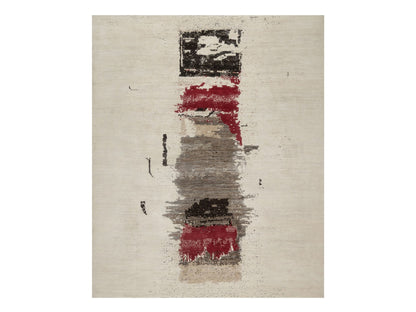 Gabbeh Modern / Contemporary hand-knotted wool rug in Ivory, 8'2" x 10' — SKU O091344
