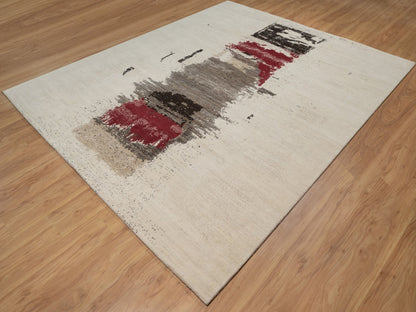 Gabbeh Modern / Contemporary hand-knotted wool rug in Ivory, 8'2" x 10' — SKU O091344 (view 3)