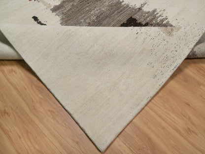 Gabbeh Modern / Contemporary hand-knotted wool rug in Ivory, 8'2" x 10' — SKU O091344 (view 6)