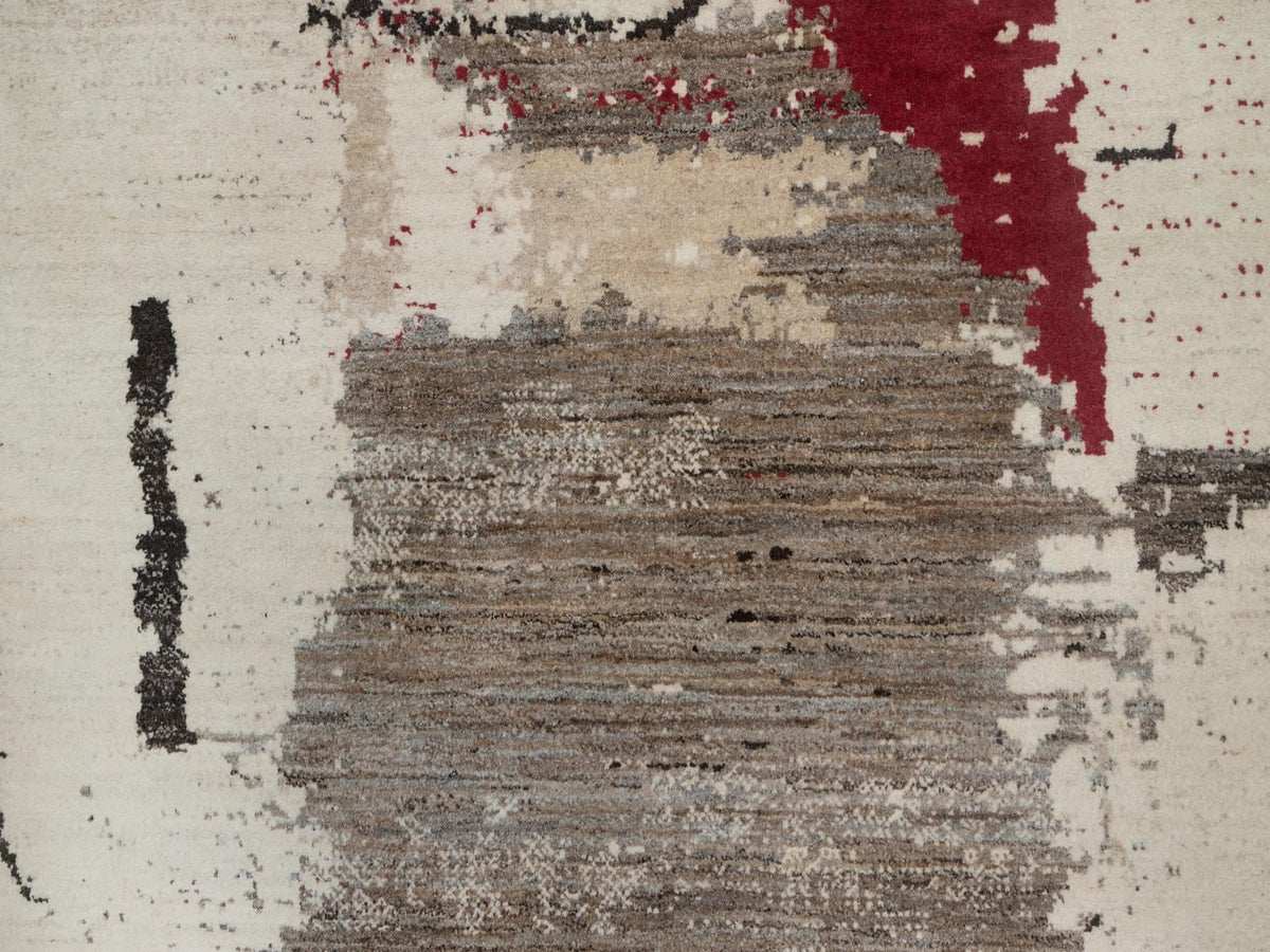 Gabbeh Modern / Contemporary hand-knotted wool rug in Ivory, 8'2" x 10' — SKU O091344 (view 8)