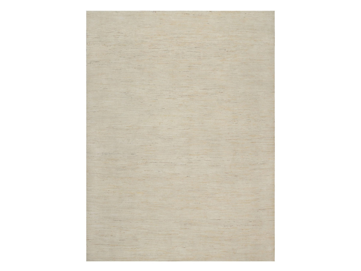 Gabbeh Modern / Contemporary hand-knotted wool rug in Ivory, 8'10" x 11'8" — SKU O091347