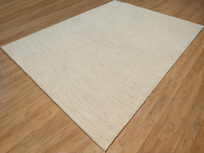 Ivory 8'10" x 11'8" Modern and Contemporary Hand knotted Wool Rug - Sku: O091347