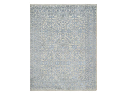 Fine Oriental hand-knotted wool/silk rug in Ivory, 8' x 10'2" — SKU O091352