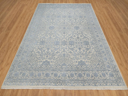 Fine Oriental hand-knotted wool/silk rug in Ivory, 8' x 10'2" — SKU O091352 (view 2)