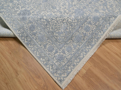 Fine Oriental hand-knotted wool/silk rug in Ivory, 8' x 10'2" — SKU O091352 (view 6)