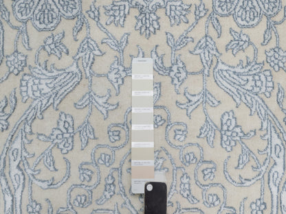 Fine Oriental hand-knotted wool/silk rug in Ivory, 8' x 10'2" — SKU O091352 (view 7)