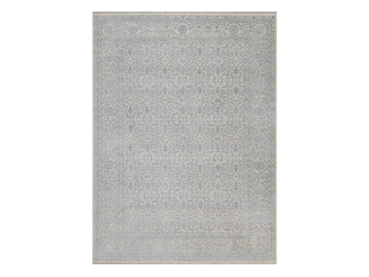 Fine Oriental hand-knotted wool/silk rug in Ivory, 8'11" x 12'1" — SKU O091353