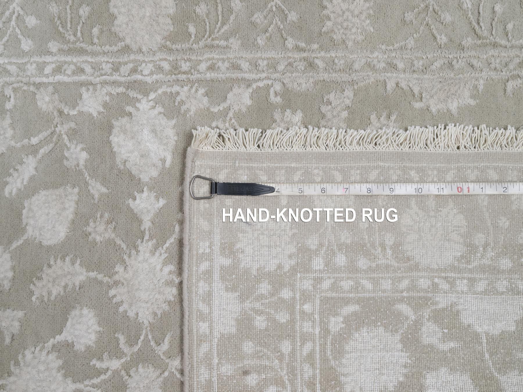 Fine Oriental hand-knotted wool/silk rug in Gray, 3'1" x 5' — SKU O091354 (view 8)