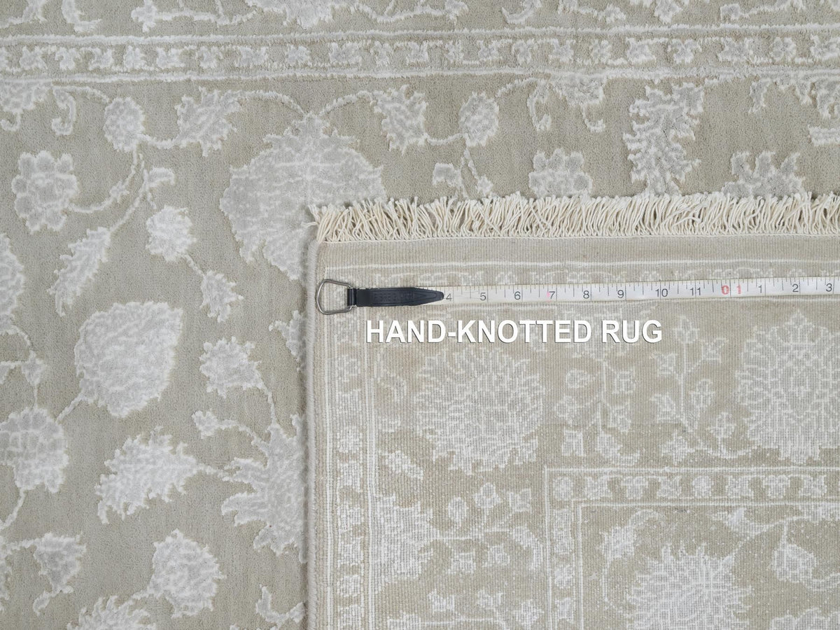 Fine Oriental hand-knotted wool/silk rug in Gray, 4'1" x 6'1" — SKU O091355 (view 8)