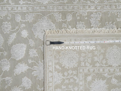 Fine Oriental hand-knotted wool/silk rug in Gray, 4'1" x 6'1" — SKU O091355 (view 8)