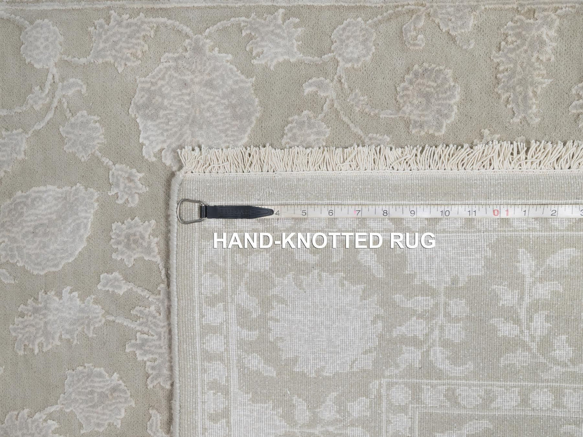 Fine Oriental hand-knotted wool/silk rug in Gray, 4'9" x 6'10" — SKU O091356 (view 8)