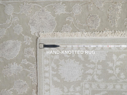 Fine Oriental hand-knotted wool/silk rug in Gray, 4'9" x 6'10" — SKU O091356 (view 8)