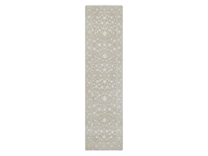 Brown 2'8" x 10'3" Fine Oriental Hand knotted Wool/Silk Rug - Sku: O091357
