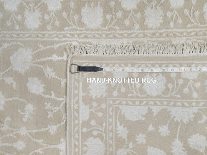 Brown 2'8" x 10'3" Fine Oriental Hand knotted Wool/Silk Rug - Sku: O091357