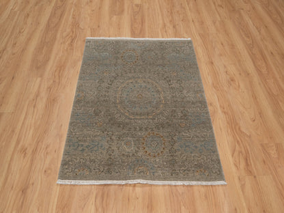 Brown 3'0" x 3'11" Mamluk Hand knotted Wool Rug - Sku: O091359