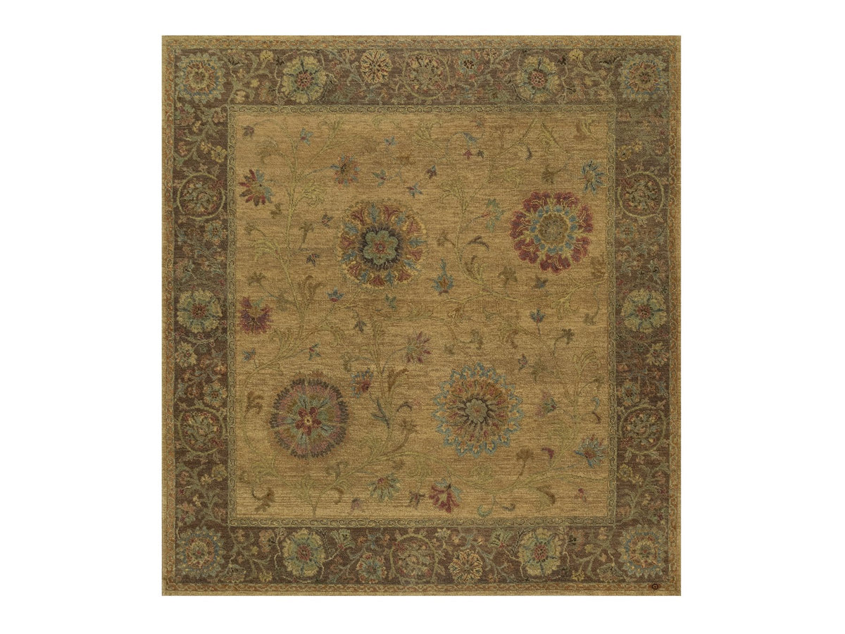 Modern / Contemporary hand-knotted wool rug in Brown & Chocolate Brown, 5'5" x 5'10" — SKU O091361