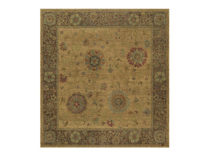 Brown 5'5" x 5'10" Modern / Contemporary Hand knotted Wool Rug - Sku: O091361