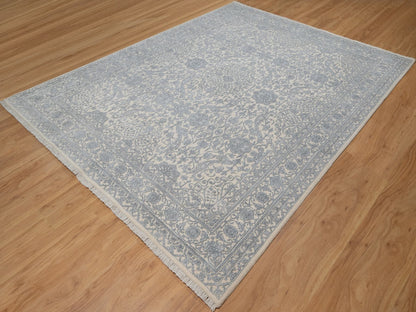 Fine Oriental hand-knotted wool/silk rug in Ivory, 7'9" x 10'2" — SKU O091366 (view 3)