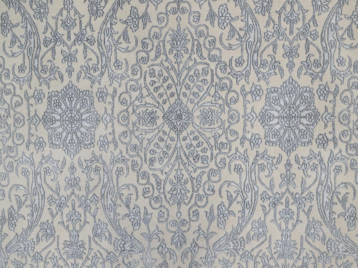 Fine Oriental hand-knotted wool/silk rug in Ivory, 7'9" x 10'2" — SKU O091366 (view 8)