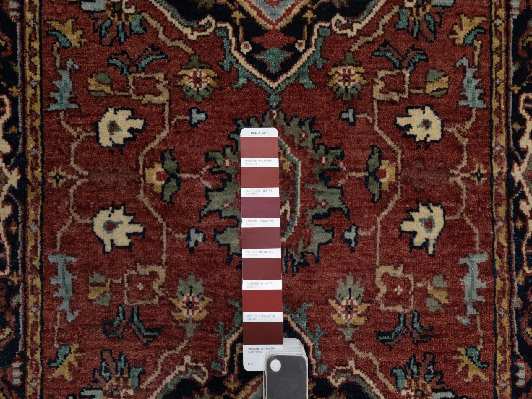 Heriz Heriz hand-knotted wool runner in Red & Midnight Blue, 2'7" x 6'1" — SKU O091368 (view 4)