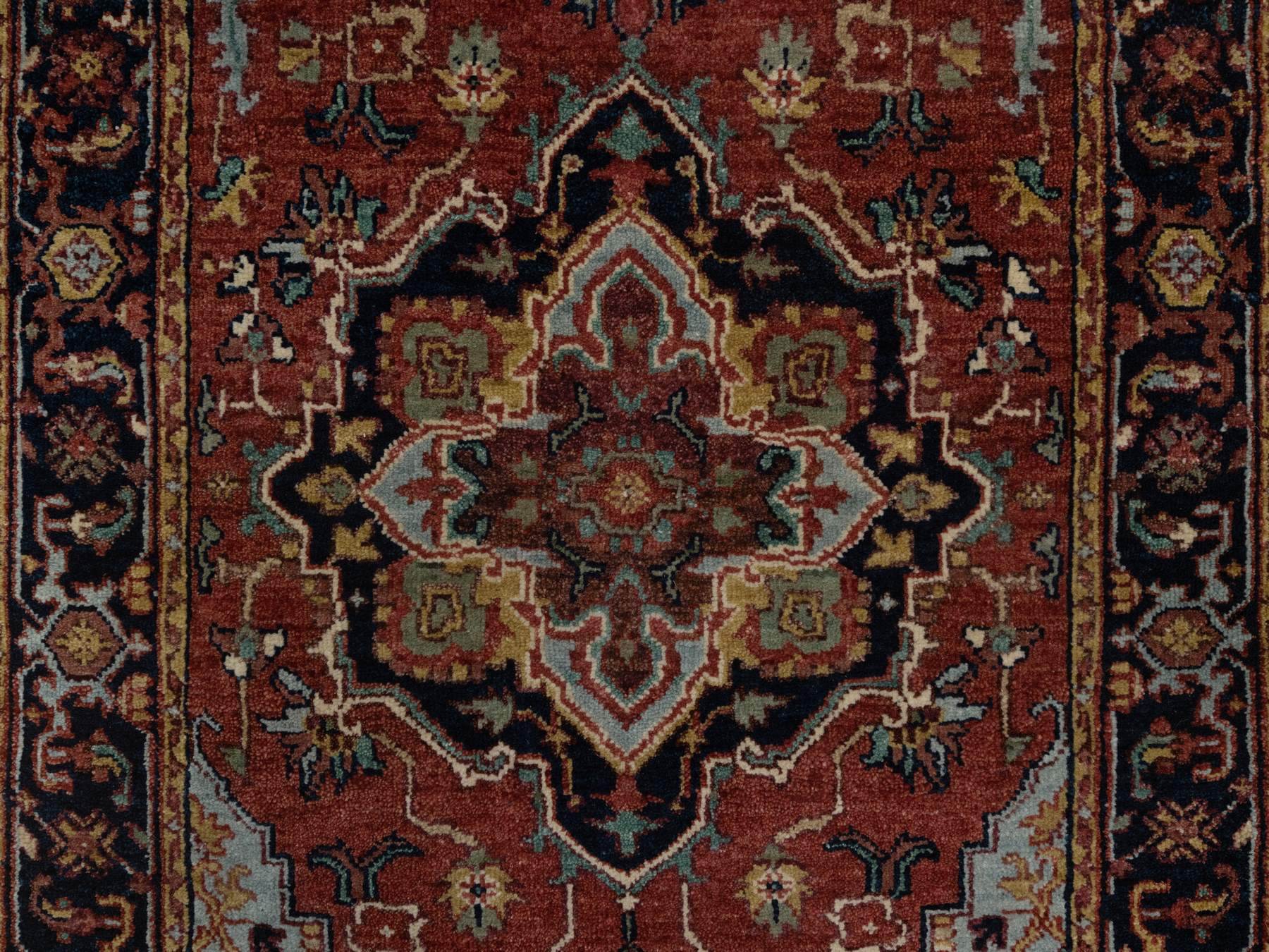 Heriz Heriz hand-knotted wool runner in Red & Midnight Blue, 2'7" x 6'1" — SKU O091368 (view 5)